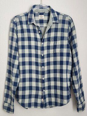 MARINE LAYER Buffalo Check Plaid LS Blue Button Down M